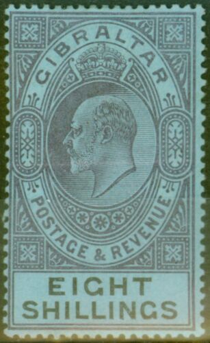 Gibraltar 1903 8s Dull Purple & Black-Blue SG54 Fine Mtd Mint - Picture 1 of 1