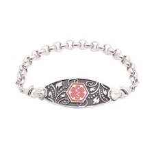 Medical ID Stainless Steel Rolo Strand Filigree Bracelet - Diabetes and More!
