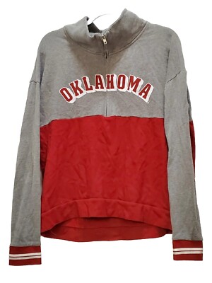 Oklahoma NCAA Mock Neck L Pink Victorias Secret Fifth Ocean 1/4 Zip Sweatshirt 
