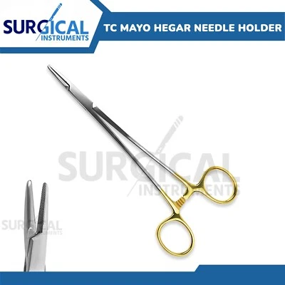 SURGINSTRUMENTS T/C Mayo Hegar Needle Holder Driver 10" Cross Serrated Surgical German Grade