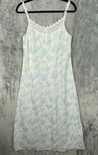 EILEEN WEST Nightgown Medium Floral Cotton Sleeveless Lace Trim Cottagecore Y2K