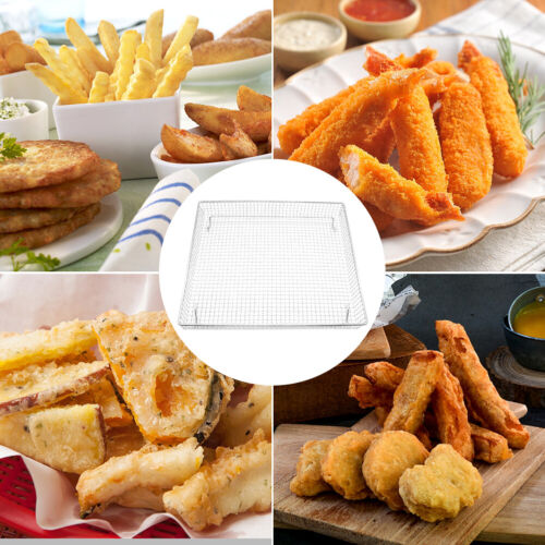 Tray Cooling Rack Air Fryer Basket Cooking Baking Cookies Bread With Handle - Foto 1 di 10