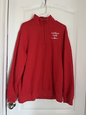 Mens Red XL Airplane Mode Sweatshirt With Zipper