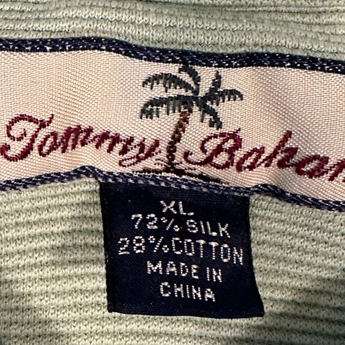 Tommy Bahama Shirt Mens XL Green Textured Collared Short Sleeved Silk Blend - Picture 6 of 10