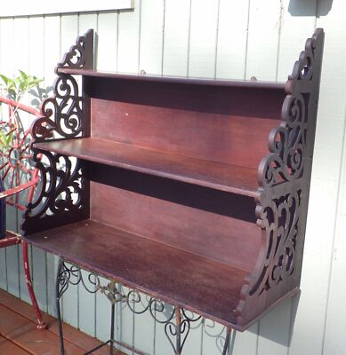 Antique Victorian Solid Walnut Shelf Bookcase Wall Shelf Hanging