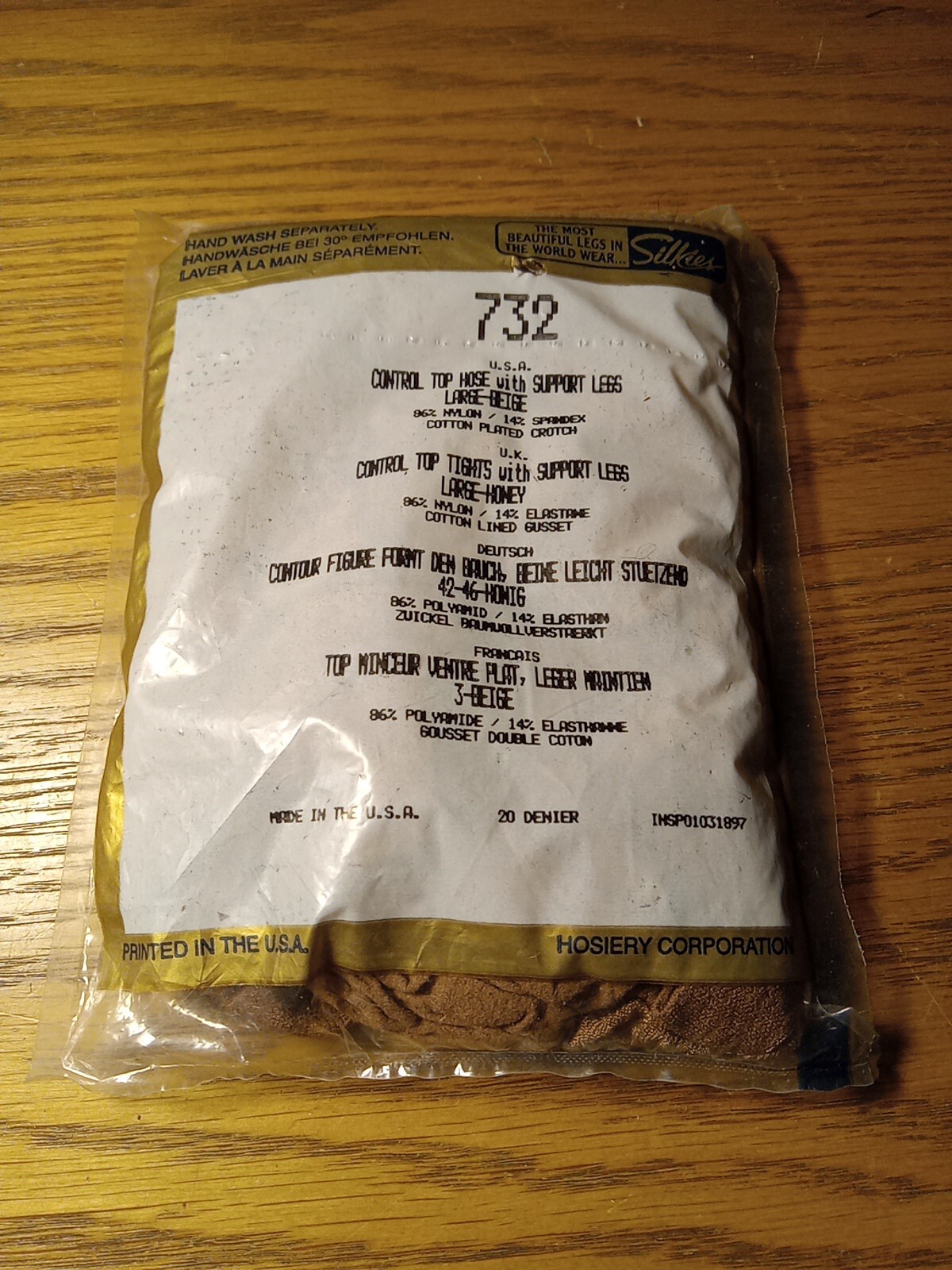 Silkies Control Top Pantyhose Sz Large Beige