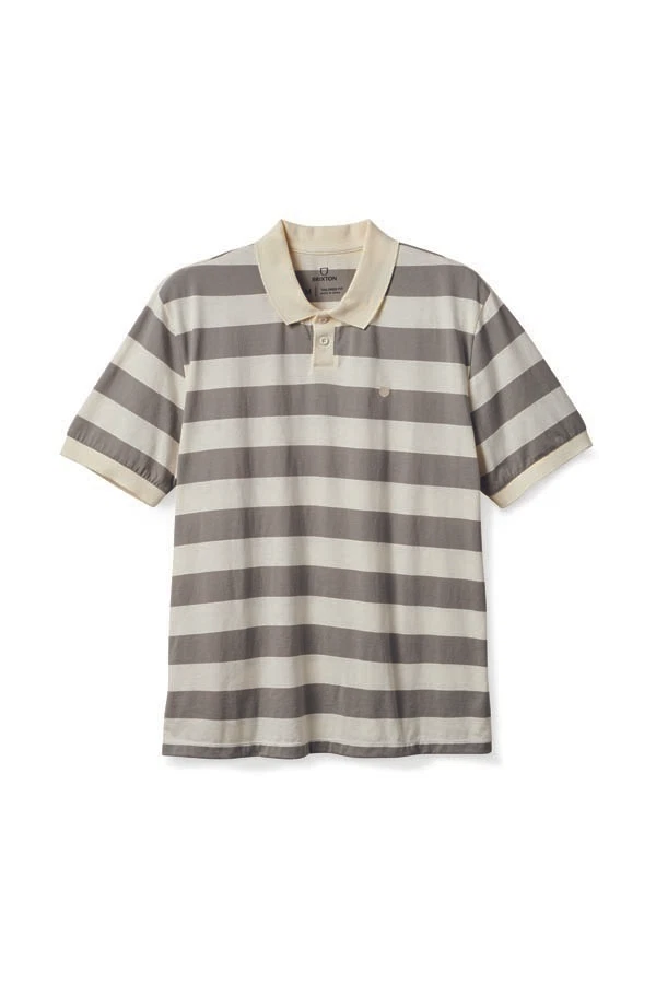 BRIXTON PROPER POLO SHIRT GREY OFF WHITE SIZE: M