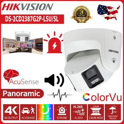 Hikvision 180° Panoramic 4K 8MP ColorVu IP Camera DS-2CD2387G2P-LSU/SL US Stock