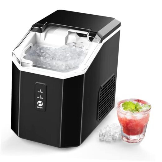 Nugget Ice Maker Countertop, Crushed Nugget Ice - 34lbs 1 Black-Nugget ice