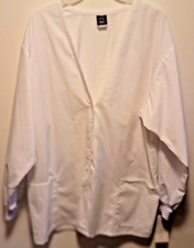 Barco Scrub Jacket white snap front long sleeve with cuff Size Large NEW W/TAGS