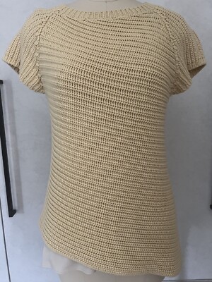 Brunello Cucinelli women's sweater yellow cotton blend silk cami layer sz L