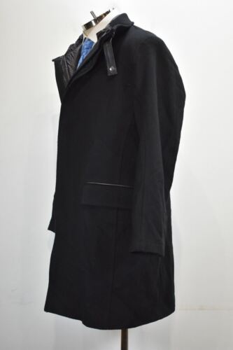 Andrew Marc Mens Black Full Zip Flap Hidden Button Placket Pocket Overcoat M - Picture 3 of 11
