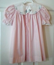 Vintage Peaches N Cream Pink Dress Eyelet Lace Trim Collar Size 4T