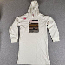 Juicy Couture XL 16 Youth White Hoodie Flippable Sequins Pink Brown Black LONG