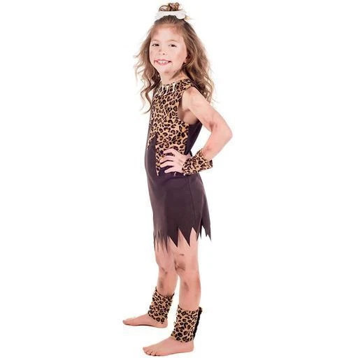 Disfraz de niña cueva para niños S - XL Niñas Edad de Piedra Vestido de mujer cavernícola Halloween Foto 3 de 4