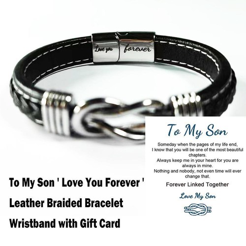 To My Son Bangle Bracelet Mother And Son Forever Linked Leather Bangle U0Y2 Hot - Picture 7 of 7
