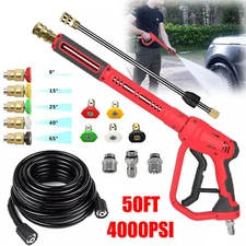High Pressure 4000PSI Car Power Washer Gun Spray Wand Lance Nozzle 50FT Hose Kit