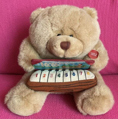 Fat Brown Sitting Teddy With Working Keyboard Musical Soft Plush