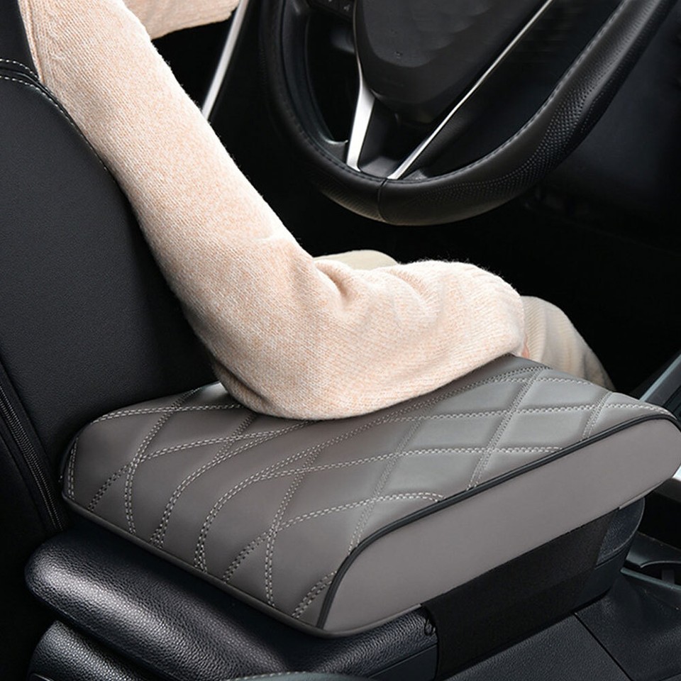 Red Car Armrest Cushion Cover - Universal PU Leather Console Protector Mat (32cm) 9 thumbnail image
