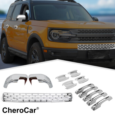 Chrome Door Handle &Side Mirror & Grille Insert Trim for Ford Bronco Sport 2021+