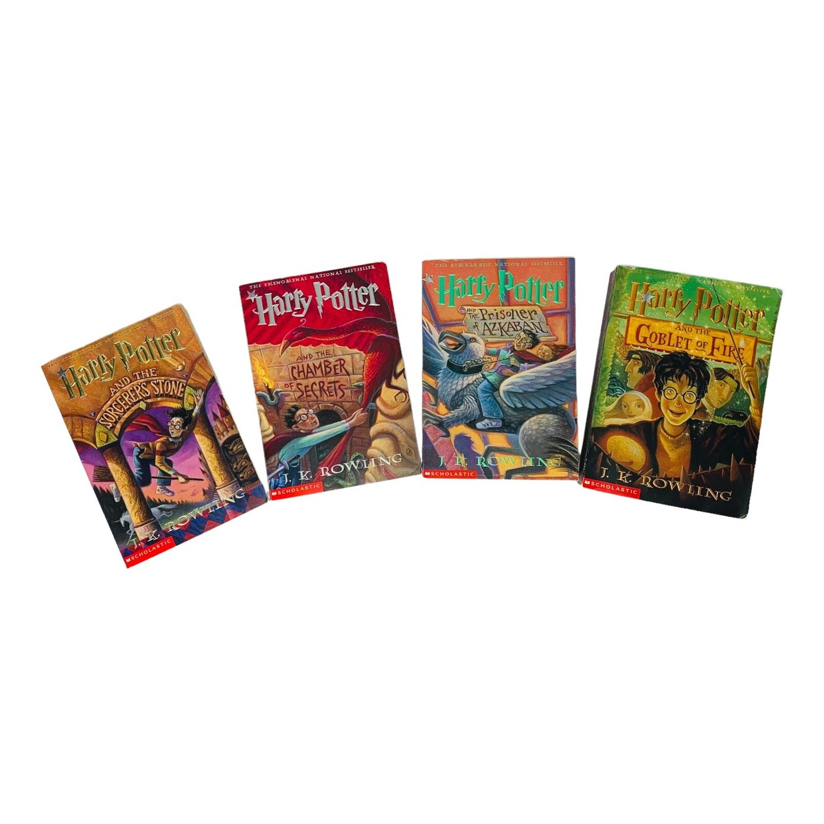 Set of Harry Potter Paperback Books Years 1-4 Rowling Scholastic