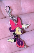 Silver Minnie Mouse Charm Zipper Pull Keychain Add On Clip
