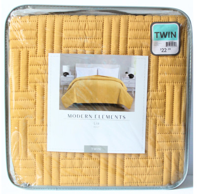 New Modern Elements Lia Twin Quilt Bedspread Blanket QuiltedCover Yellow Mustard