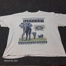 ** VTG Sun Sportswear Elephant Endangered Species Wildlife T Shirt Size Large