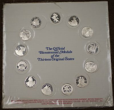 Official Bicentennial Sterling Silver Proof Medals 13 Colonies By ...