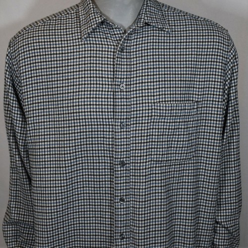 Eddie Bauer Mens XL Tall Blue Black White Long Sleeve Button Up Casual Shirt - Picture 2 of 5