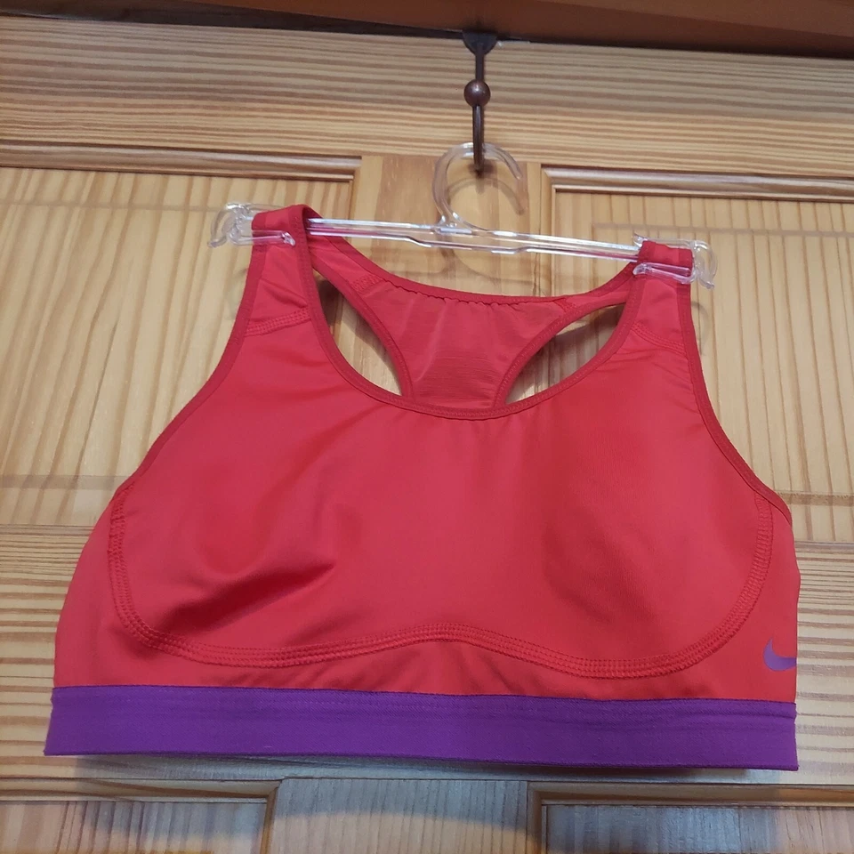 NIKE PRO FIERCE Dri-Fit Medium Support Sports Bra 620279 Crimson Purple Small S - Image 3 of 4