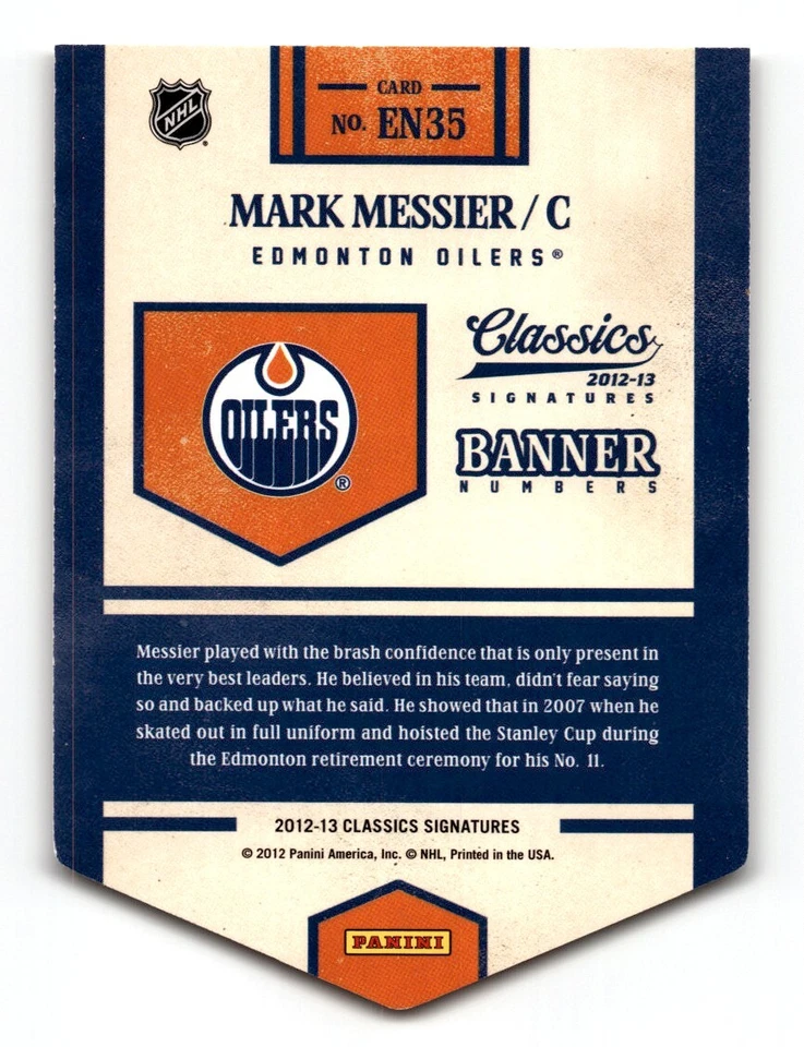 Mark Messier 2012-13 Panini Classics Signatures Banner Numbers #EN35 Edmonton - Image 2 of 2