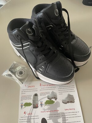 Tailoria Kick Speed WKKS5507 Unisex Black Lace Up Roller Skate Shoes Size 