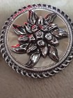 Vintage Silver-tone Enamel Scarf Clip Western Germany 1.5"D Edelweiss Flower — photo 3