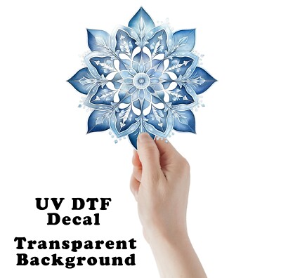 Christmas Blue Snowflake Two UV DTF Transparent Sticker / Decal