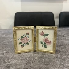 Quadro vintage punto ago incorniciato arte da parete cornice oro piccola galleria parete