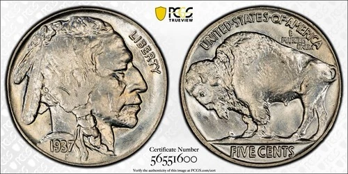 1937 Buffalo Nickel 5c- PCGS MS 66+ True Beauty!