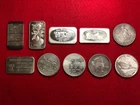 Vintage 1970s 1980s Lot of 10 .999 Fine Silver 1 Troy Oz Bars Rounds