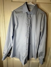 Carolina Herrera CH Blue Dress Shirt Cotton Button Up Men 16 Quiet Luxury