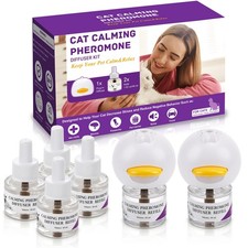 Cat Calming Pheromone Diffuser Kit - 2 Diffusers 4 Refills, Long-Lasting St...