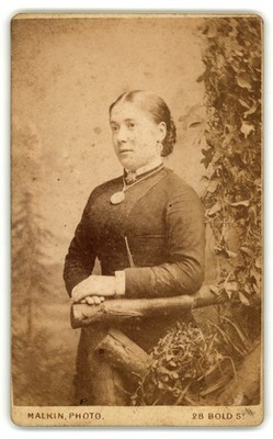 Antique Cdv Circa 1870s Albert C. Malkin Lady In Dark Dress Posed Liverpool Uk