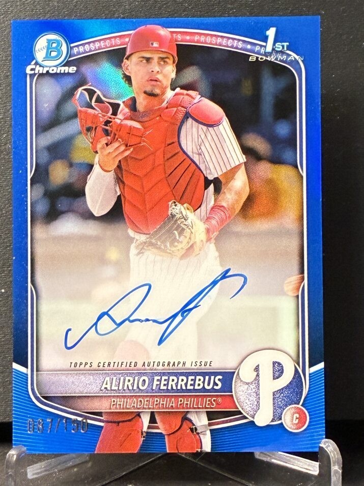 ALIRIO FERREBUS 2025 Bowman Chrome #CPA-AF Phillies 1st True Blue Auto /150