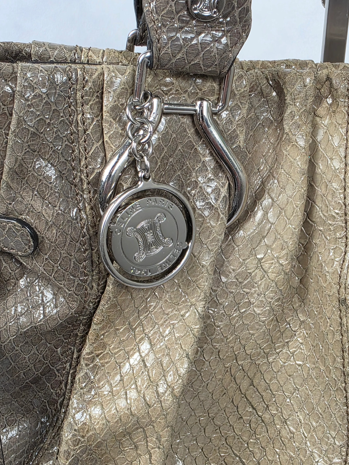 CELINE TWO TONE GREY PYTHON TWO WAY TOTE - image 2