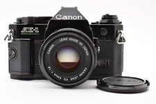 Canon AE-1 Program Black Film Camera New FD NFD 50mm F1.8 Lens Near Mint Japan