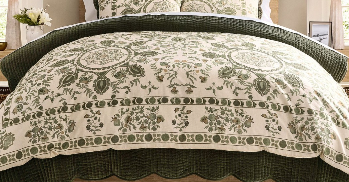 Pottery Barn LILAH SUZANI Duvet KING/CAL KING & 2 KING Shams Green Multi NWT