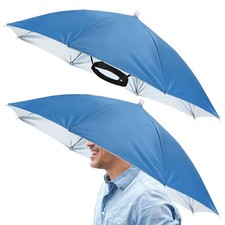 2 Pcs 26" Headband Umbrella Hat Hands Free Umbrella Cap for Outdoor Sky Blue 