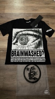 HELLSTAR Brainwashed? Men's Black Cotton Crew Neck Short Sleeve Graphic Tee M