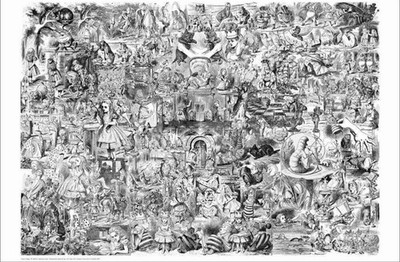 John Tenniel Alice in Wonderland Large Framed Illustration Art Poster