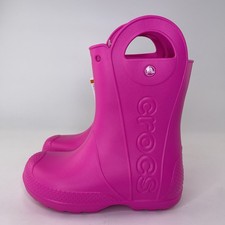 Crocs Youth Girls Size J2 Pink Handle It Pull On Waterproof Rain Boots