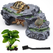 Turtle Basking Platform Kit, Reptile Habitat Hideout, Decorative Resin for Aq...